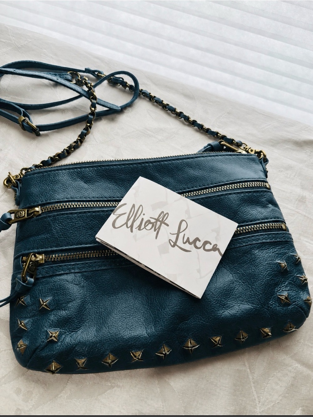 Elliott Lucca Blue Leather Crossbody
